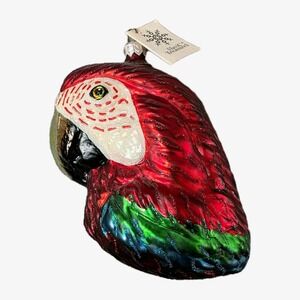 Slavic Treasures Parrot Ornament Blown Glass Christmas  Red Bird Original Tag